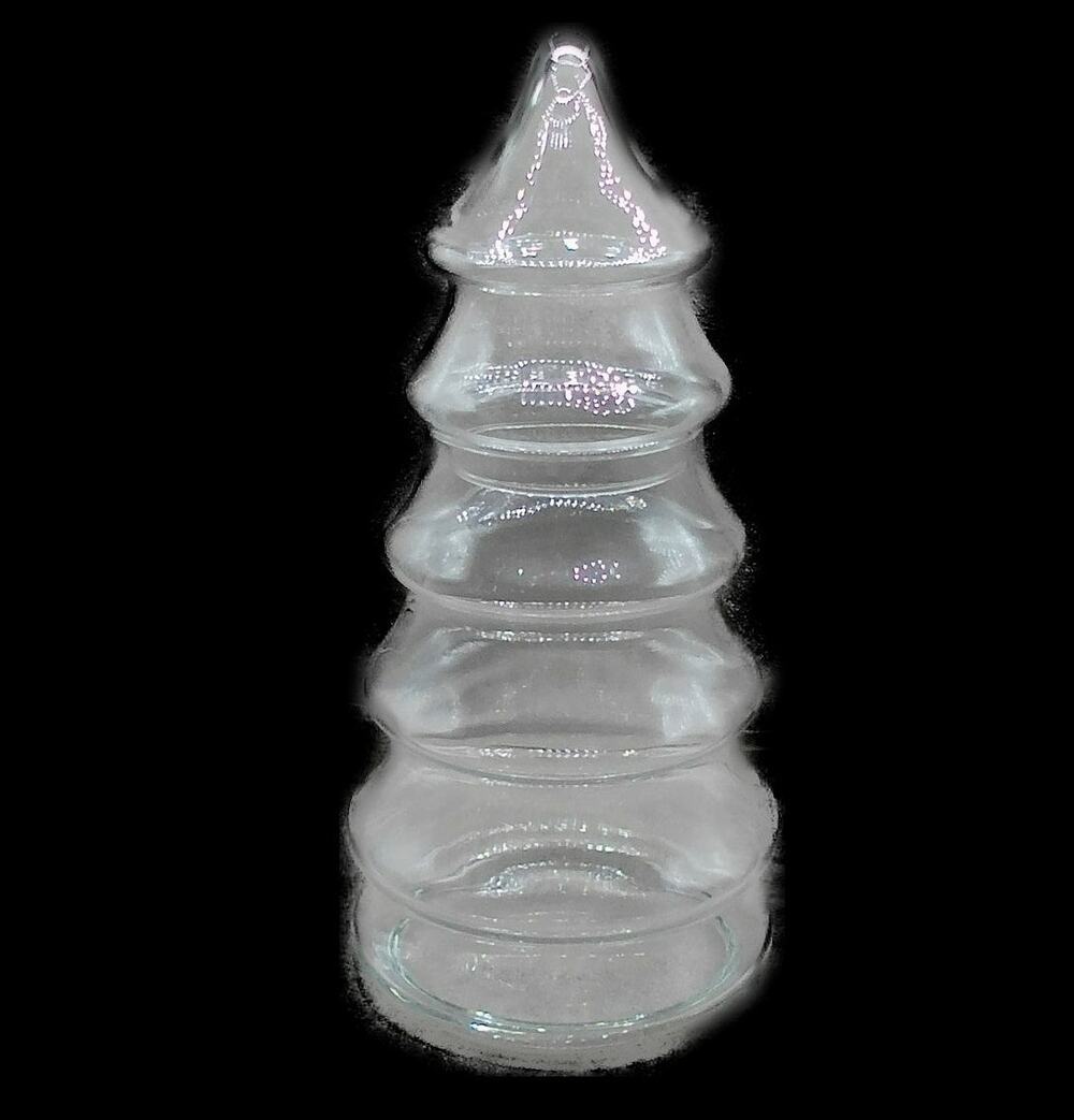 Libbey 10.5" Christmas Tree Candy Apothecary Jar Vintage Clear Glass